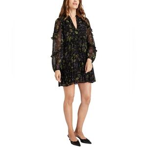Cinq à Sept Black Floral Long Sheer Sleeve Dress Retail price $425